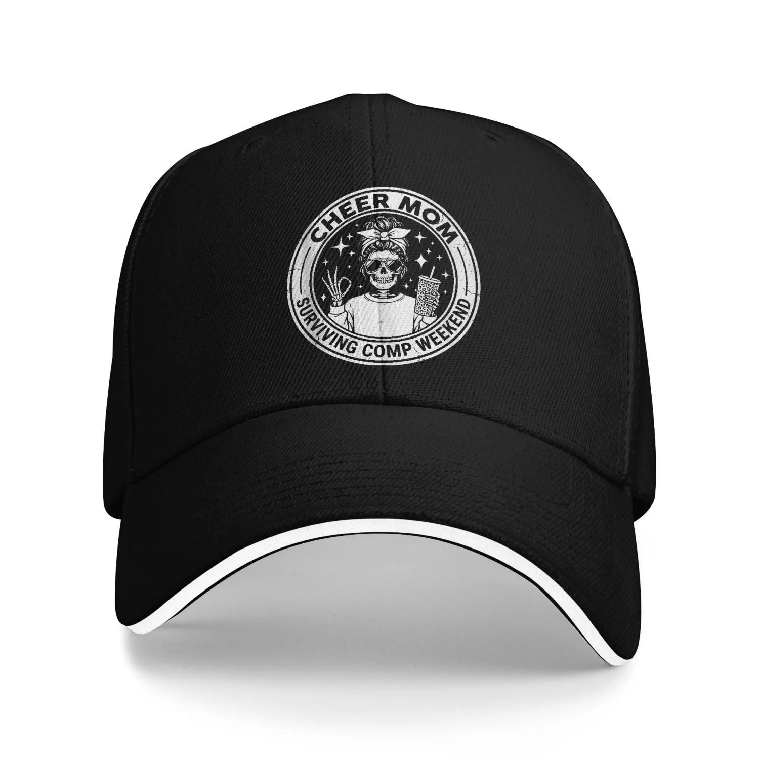 

Cheer Mom Surviving Comp Weekend Funny Cheerleading Skeleton Baseball Cap Stylish Unisex Trucker Hat Hippie Baseball Caps Gift one size