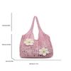 Retro Flower Knitted Tote Bag Large Capacity Woolen Crochet Handbag Eco-Friendly Lightweight Hollow Shoulder Bag Summer