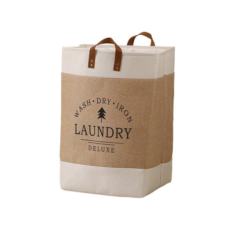 Home dirty clothes basket foldable imitation linen dirty clothes storage basket printed image two handed clothes basket