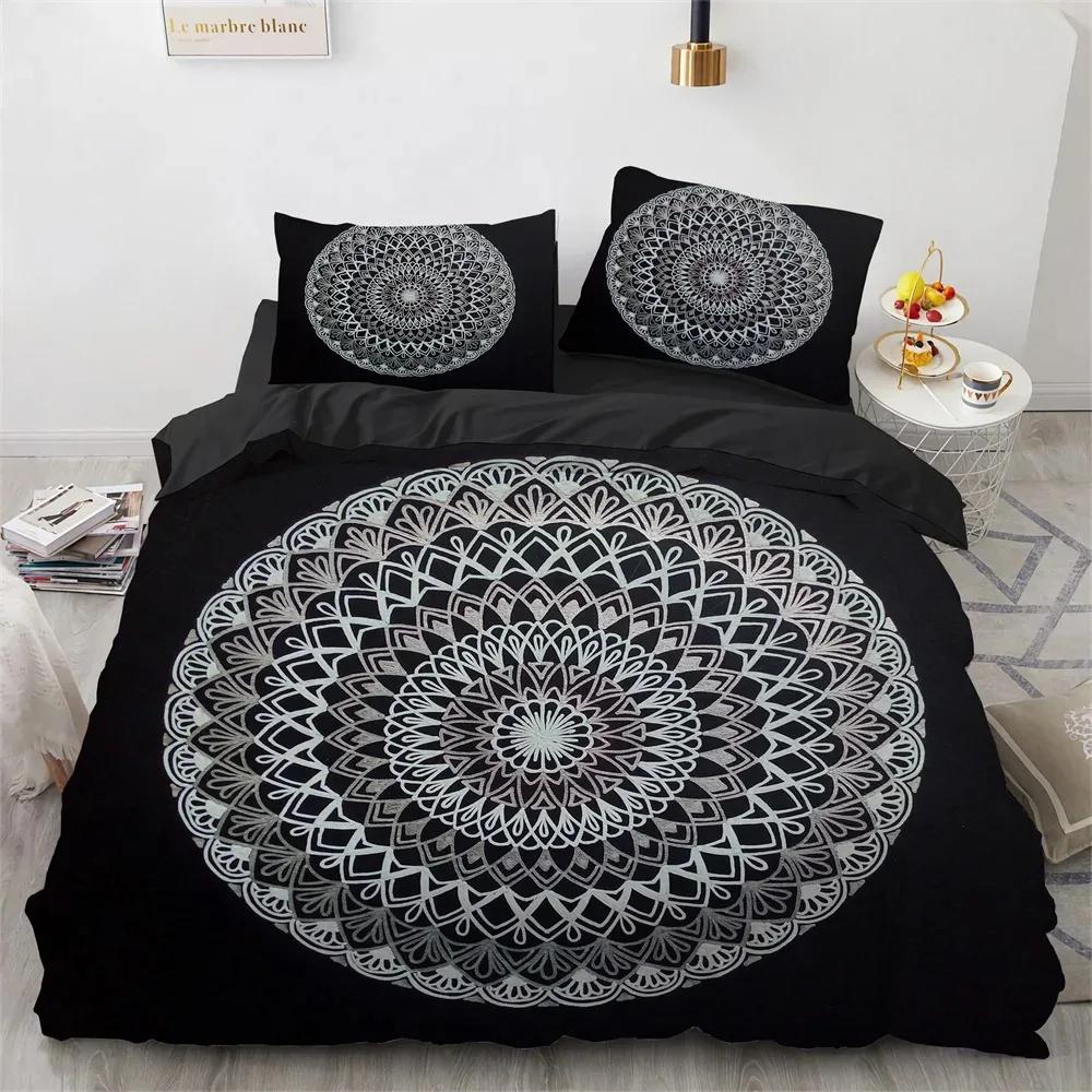 Bohemian Mandala King Queen Duvet Cover Boho Style Flower Bedding Set Adults Exotic Nordic Floral Polyester Quilt Cover