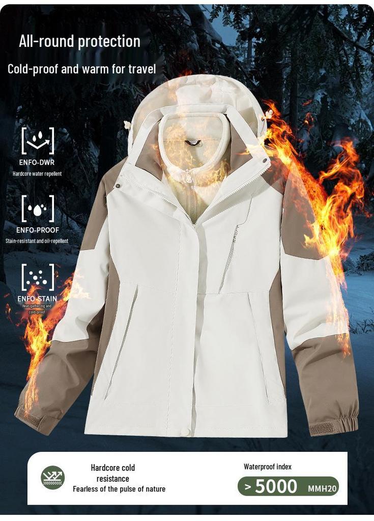 Unisex 3-in-1 Detachable Jacket Set: Hooded Warm Sports Coat for Autumn and Winter