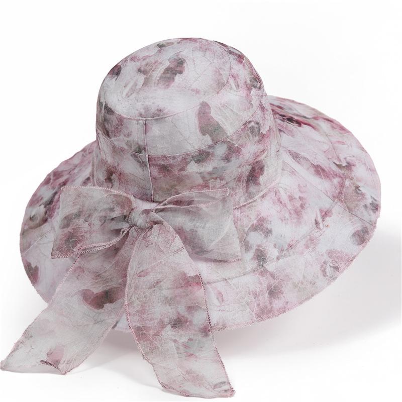 Sunscreen Hat Women's Summer Eaves UV Protection Bow Sun Hat Outdoor Travel Sun Hat