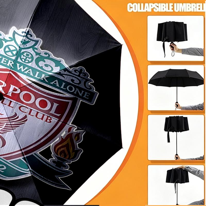 Custom Name Personalized Liverpool F.C Print Umbrella, Auto Open Close, 8‑Rib Sturdy Frame, Commute Camping Hiking Use, Birthday Gift