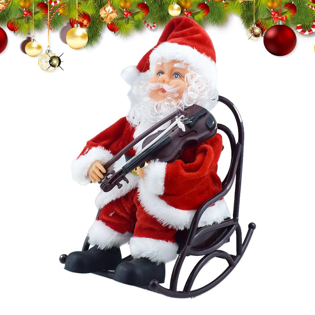 Animated Santa Claus Sitting Home Decorations Playing Violin Animated Santa Claus Toy For Bedroom Storefront Apartment Display