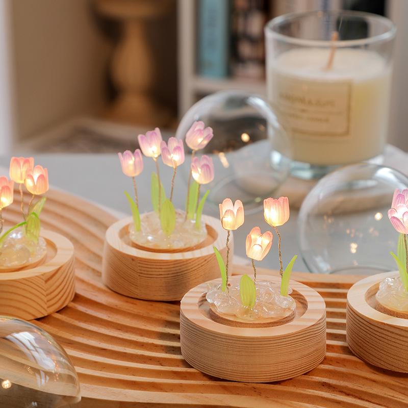 Tulip Mini Lampshade DIY Kit: Handmade Flower Lantern Night Light Gift for Girls