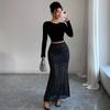 Women's Sequin Dot Sheer Mermaid Skirt Black