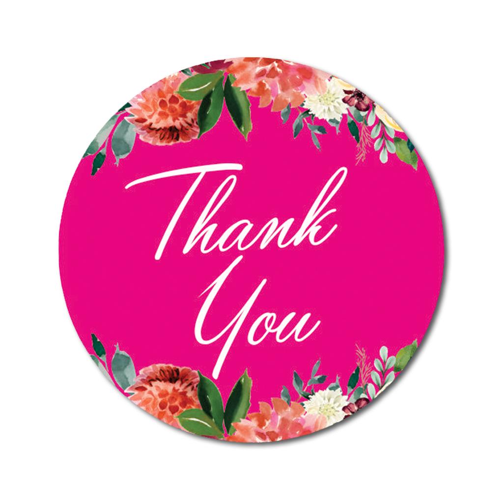 Darling Souvenir Pack Of 45 Pcs Round Chrysanthemum Floral Border Black Thank You Stickers-1.6