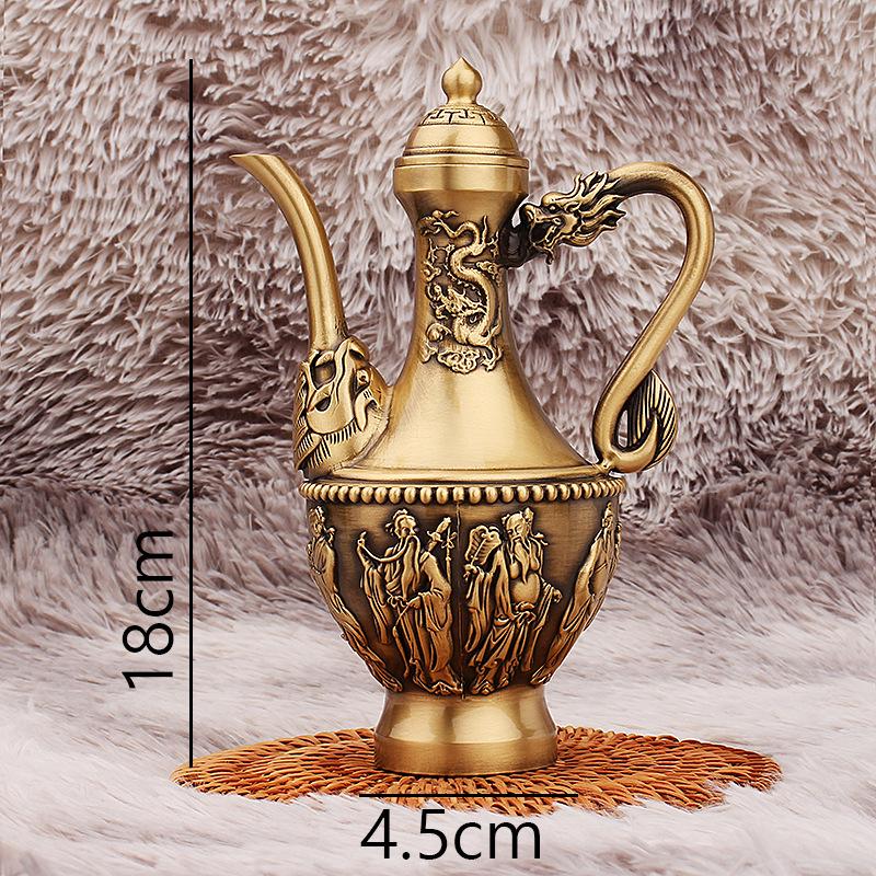 

Ретро латунный винный горшок Рыбы: Креативный декор домашнего шкафа с дизайном «Пять коров и восемь бессмертных»