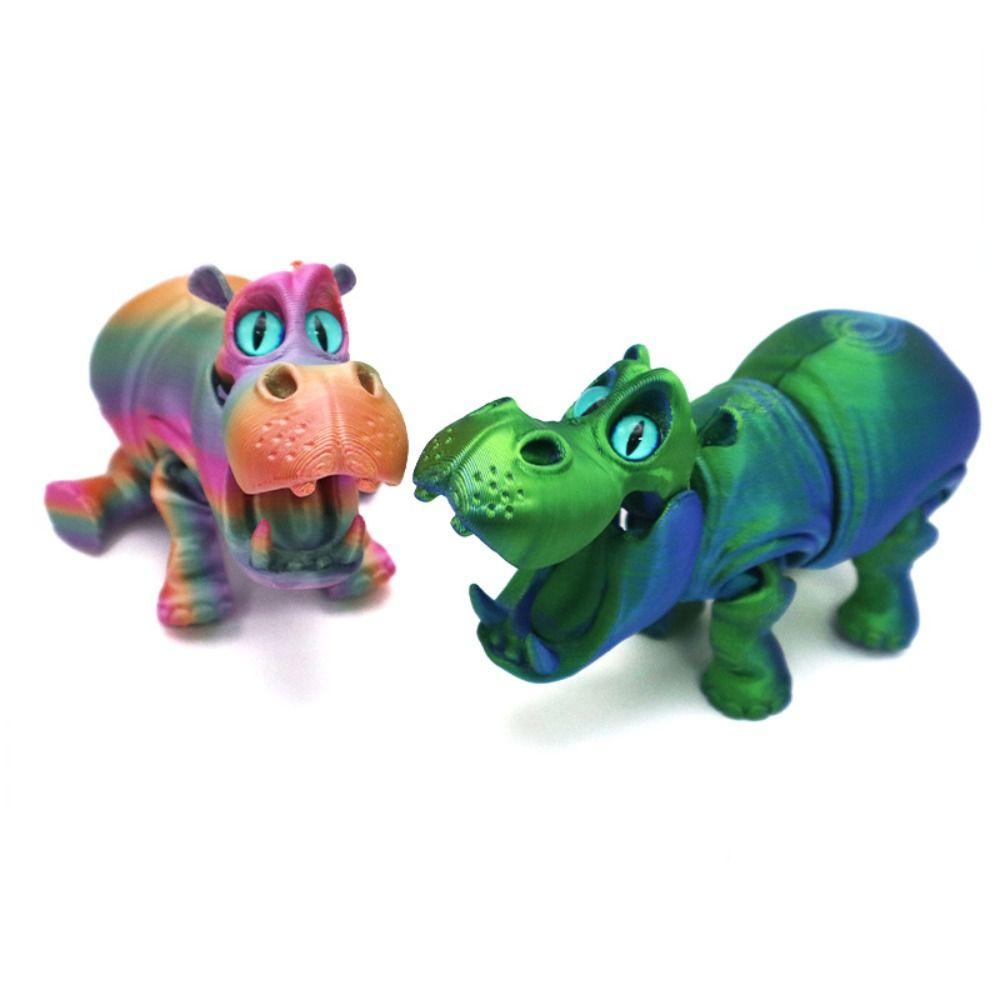 PLA 3D Printed Hippopotamus Figurines Sensory Toy 3D Printed Hippopotamus Model Desk Decor