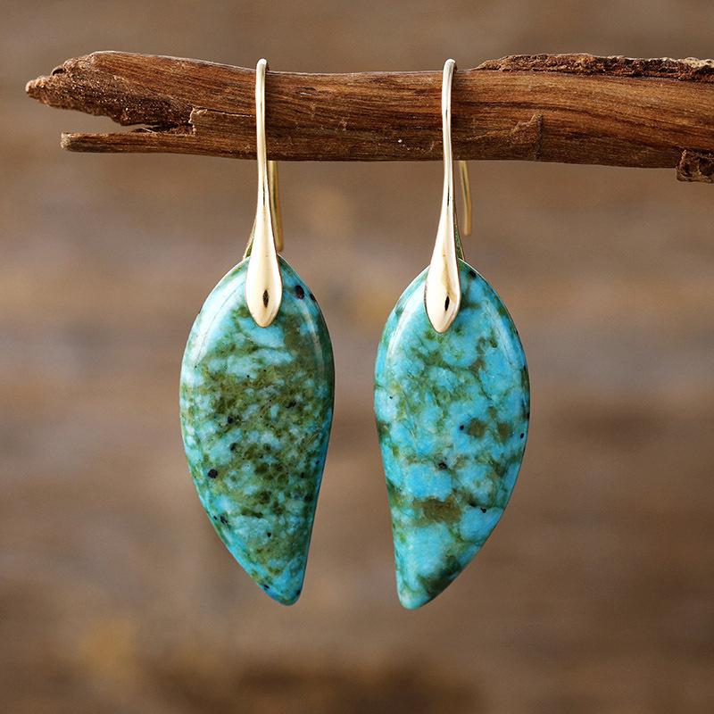 High Quality Light Luxury Water Drop Natural Phoenix Stone Earrings Earrings Popular Retro Jewelry