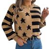 Women's Casual Star Striped  Long Sleeve Pullover Sweater