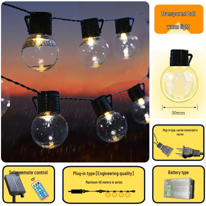 Outdoor LED String Lights - Round Ball Bulbs for Camping, Weddings, Stage, and Parties
