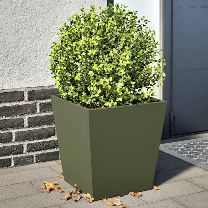 VidaXL Jardinières 2 pcs vert olive 40x40x40 cm acier, jardinière d'extérieur, boîte à fleurs, boîte de jardin, jardinière 851059