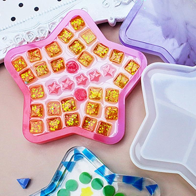 Heart Coaster Molds Round Silicone Coaster Molds Cup Mat Mold Pentagram Epoxy Casting Mold for Resin Coaster Home Decor