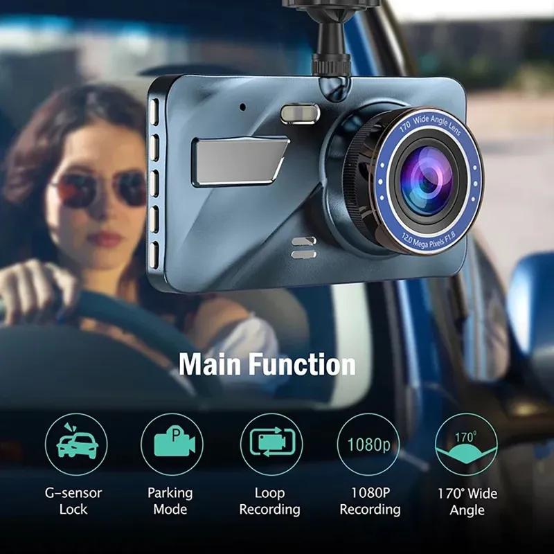 Car DVR 2 Cameras  4.0 Inches Dash Cam Car Video Recorder Auto Registrator Dvrs Dash Cam with Dual Ways Cameras Car Accessories