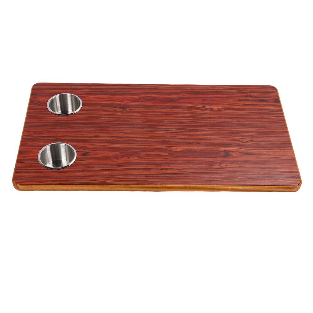 RV Tabletop 27.56x15.75x0.79in Rectangular Solid Wood Boat Desktop Panel with 2 Stainless Steel Cup Holders for Trailer
