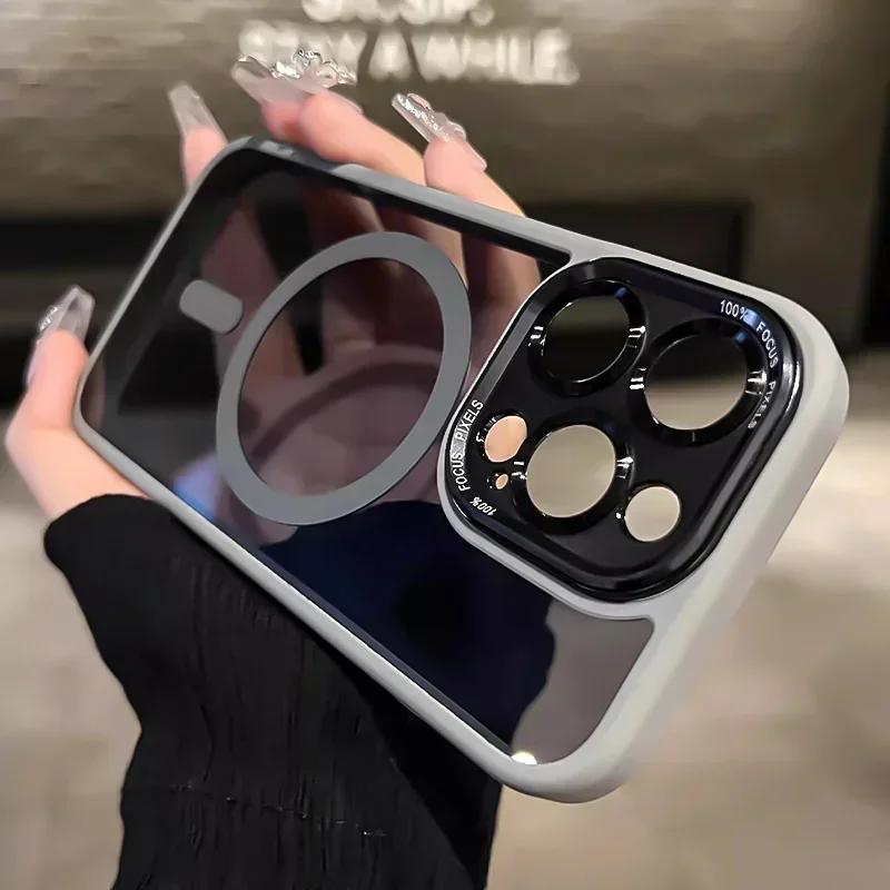 Luxury Magnetic Metal Lens Bumper Protection Case For iPhone 17 16 15 14 13 12 11 Pro Max Plus Wireless Charge Hard Clear Cover