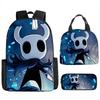 Luxusní Novinka Kreativní Cool Nový Hollow Knight 3D Tisk 3ks/Sada žák Školní tašky Batoh na notebook Denní batoh Batoh Taška na oběd Pouzdro na tužky
