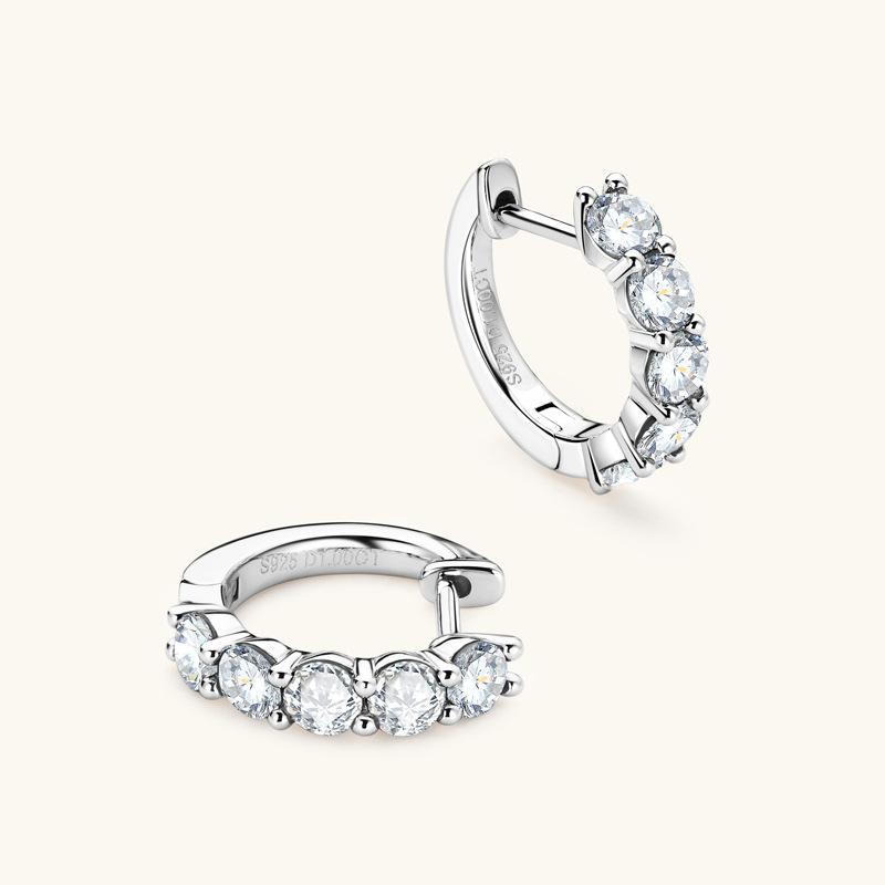 

Gica Gema Корейская версия новых небольших каратных рядов бриллиантов темперамент светлый роскошный модный муассанит серьги пять принцесс серии 3.5mm белый