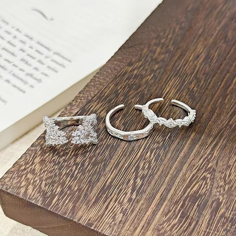 Lace Lace Zircon Dripping Oil Opening Ring Exquisite Princess On The Run Niche Design High-End Girlfriend Ring Girl