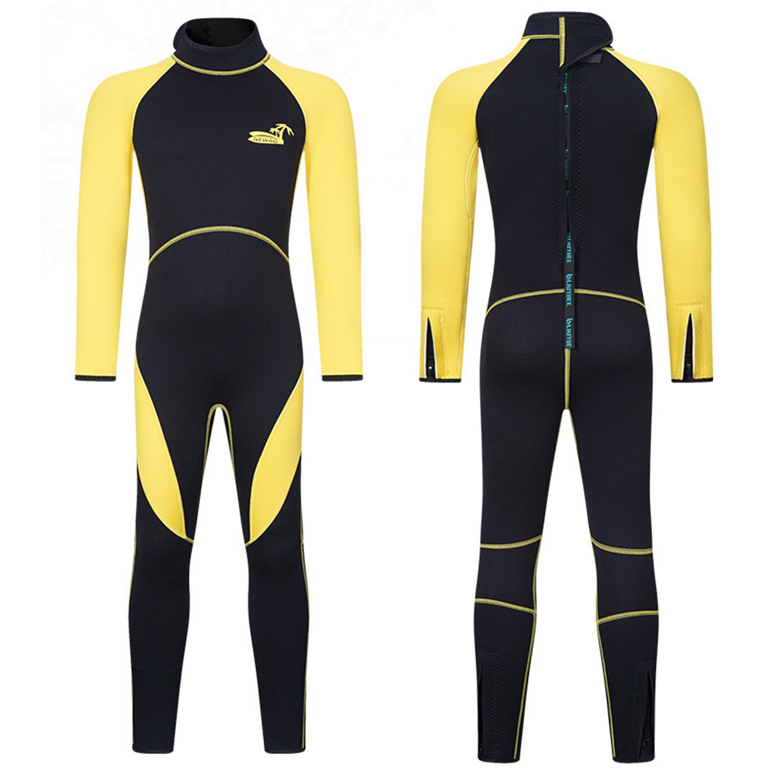 

Unisex 3mm Neoprene Wetsuit Full Body Mock Neck Long Sleeve Back Zipper Color Block Swimwear 7-8 Years