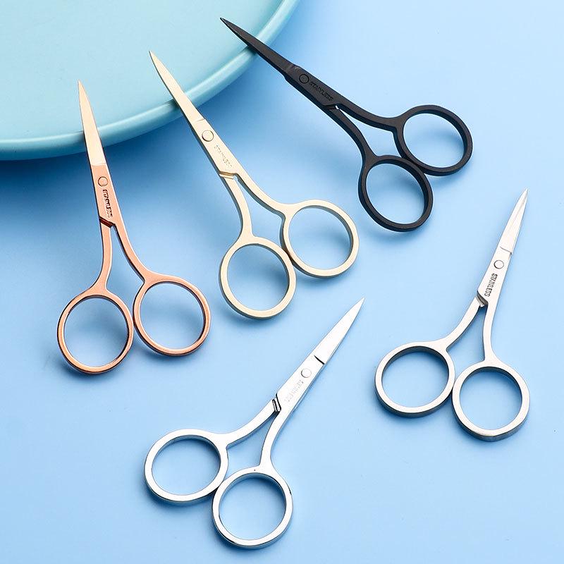 Stainless Steel Precision Beauty Scissors for Eyebrows, Nose Hair, and Facial Fuzz Trimming with Pointed Tip