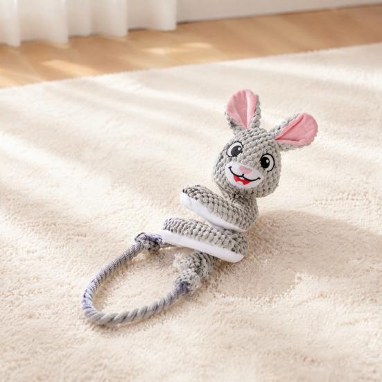 Interactive Toys for Bonding with Pets Dog Tug Rope Toy, Cute Fox Rabbit Squeaky Chew Toy Crinkle Paper, Soft Puppies Pull Medium Large
