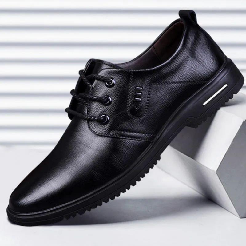 Leder Weiche Rindsleder Herrenschuhe Atmungsaktive Freizeitschuhe für Frühling und Sommer Weiche Sohle Koreanische Business All-Match-Lederschuhe 43 gray