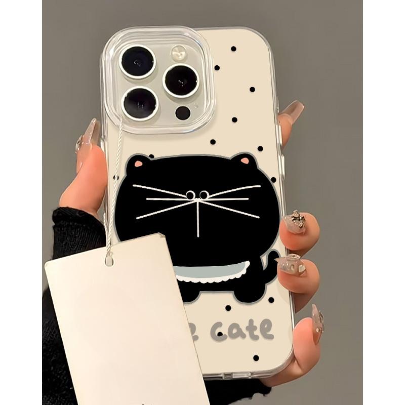 

Двухслойный IMD Чехол Минималистичный Горошек Кошка с Большим Лицом Подходит для Apple 16promax Чехол для Мобильного Телефона Iphone15pro Женский iPhone 16 pro