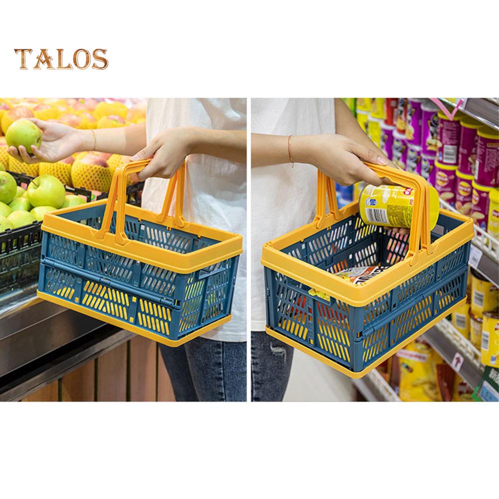 Folding Handle Food Storage Basket Picnic Desktop Organizer Container