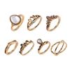 7 Pcs Vintage Women Hollow Carving Lotus Flower Waterdrop Knuckle Midi Rings Set