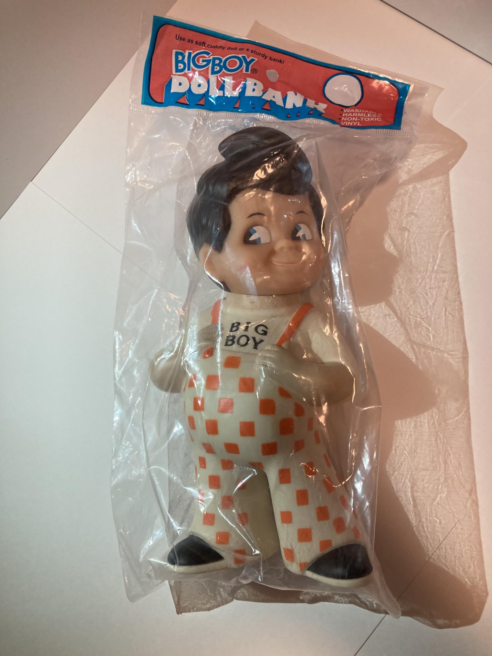 

Big Boy Soft Vinyl Coin Soft Vinyl Orange Square Pattern Bank, Doll, кремовый