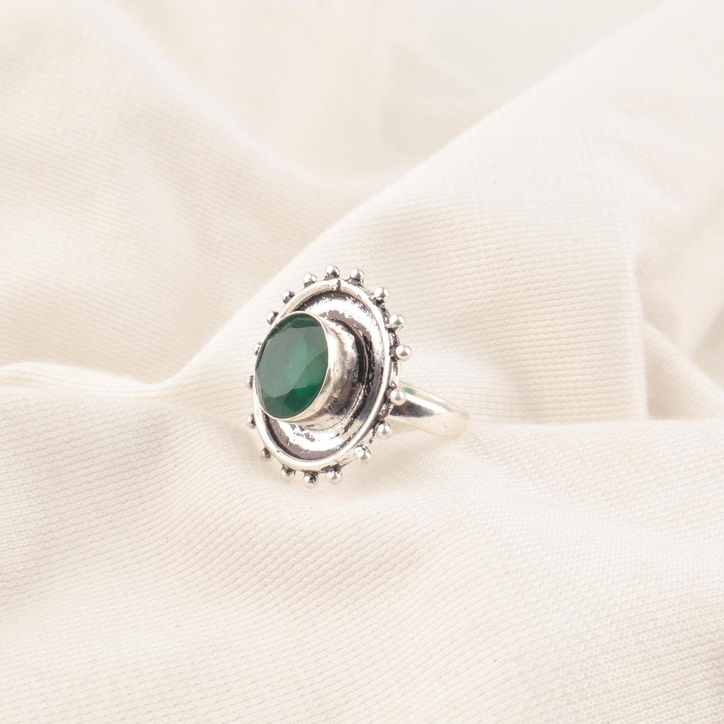 Green Onyx Gemstone Jewelry,  925 Solid Sterling Silver, Boho Onyx Ring Birthstone Jewelry, Gift For Wedding Jewelry
