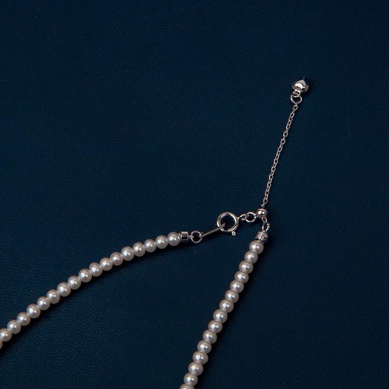 925 Sterling Silver Akoya Freshwater Pearl Necklace - Women's Beaded Clavicle Chain for Summer