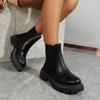 Square Heel Lolita Boots Women's Low Shoes Luxury Designer Chelsea Round Toe Boots-Women Ankle Med Ladies Fashion Spring Autumn