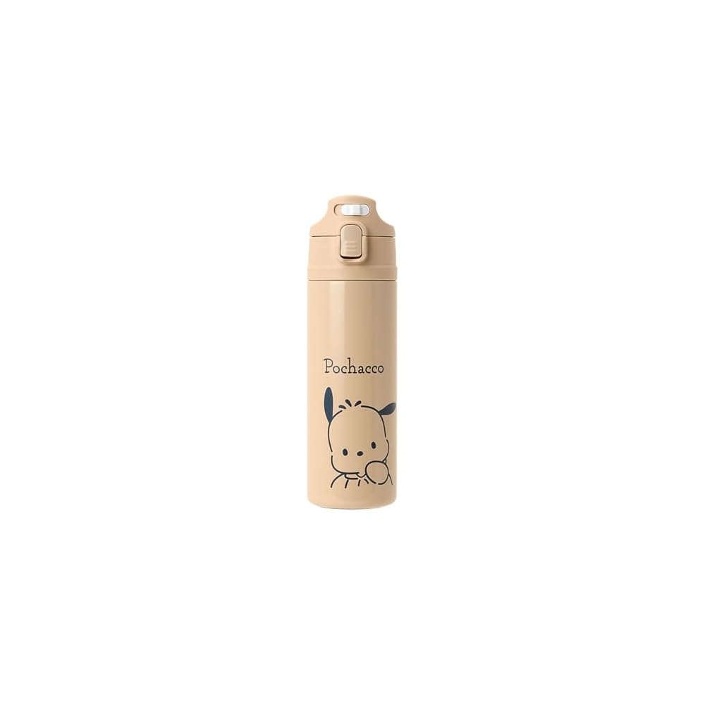 Sanrio Pochacco Stainless Steel Bottle with Cover for Children, 470mL Capacity, Name Space,