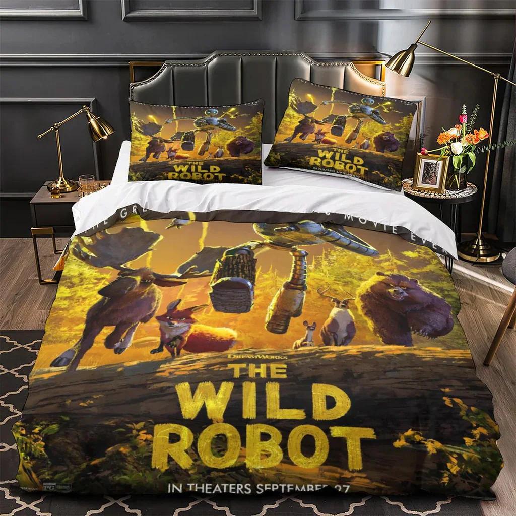 

Cartoon The Wild Robot 3D Printed Duvet Case Pillowcase Bedding Set Twin Full Queen King Size For Bedroom Decor EU single(135x200cm)