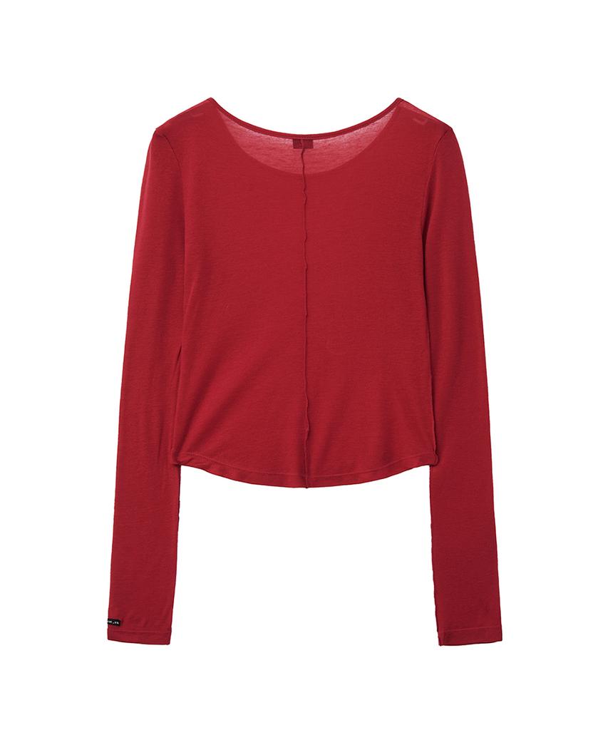 Lense Sheer Layered Long Sleeve Tee Red
