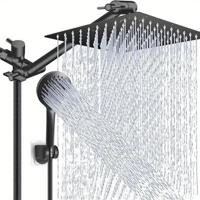 8 Inch Shower Head Combo High Pressure Rain Shower Head With 11 Inch Adjustable Extension Arm And 5 Settings Handheld Shower Head Combo