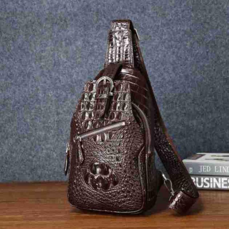 New Crocodile Patterned Men s Chest Bag High-end Diagonal Cross Outdoor Fashionable Trend 17x8x29