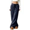 Women's Casual Leopard Print Lined Wide Leg Pants with Elastic Waist, Loose Fit