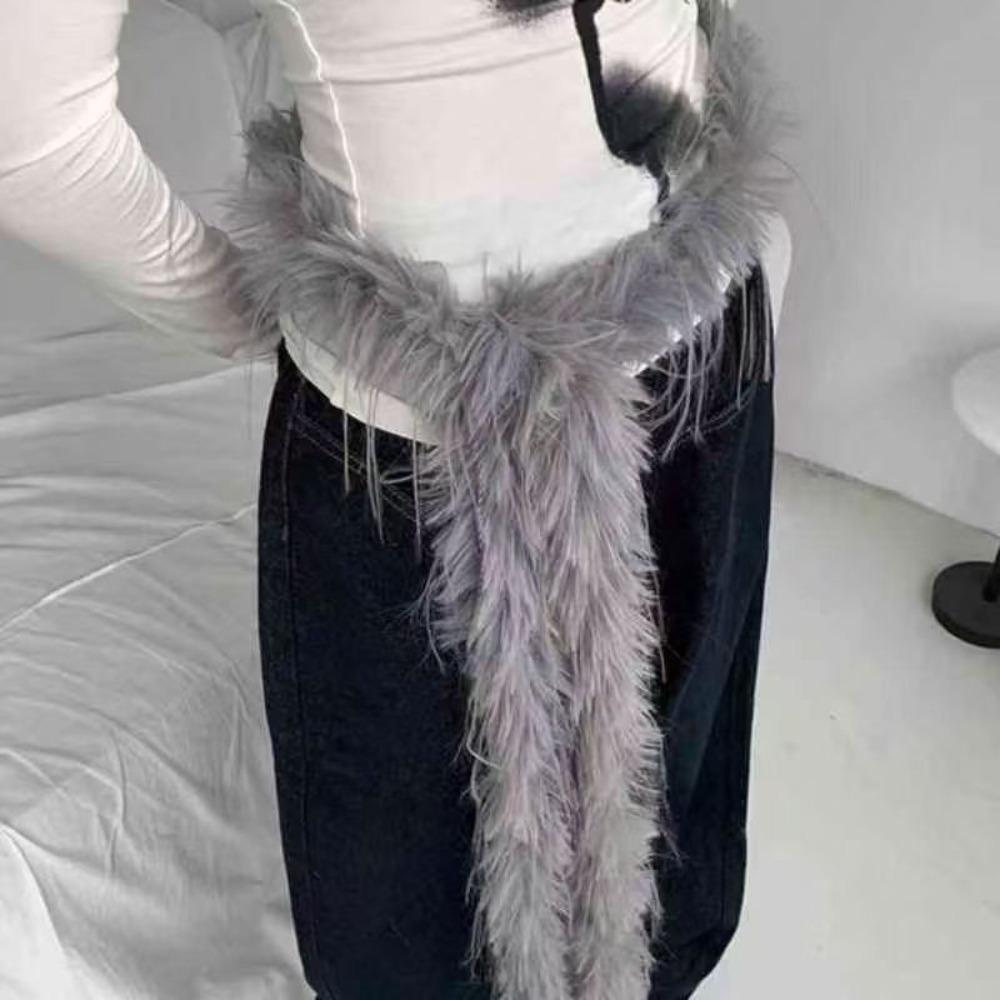 

Y2K М який Плюшевий Ремінь Супер М який Хіп-хоп Джинсовий Ремінь Плюшевий Поясний Ланцюжок Аксесуар для Вуличних Танців сірий