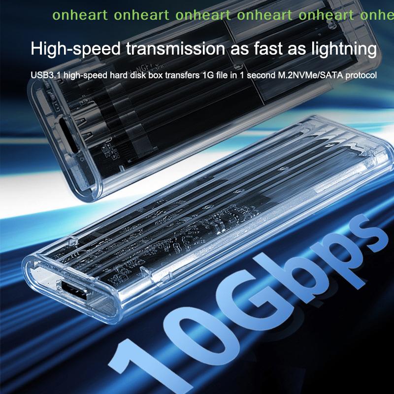 [C]M.2 NVME PCIe NGFF SATA Protocol Case Clear USB Type C 10Gbps PCI-E Transparent External Hard Disk Box Case For Laptop Phone