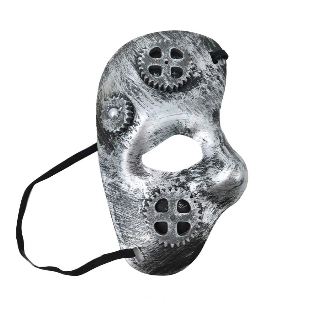 Party Eyewear Masquerade Half-face Mask Gear Steampunk Retro Silver-plated Polished Cosplay Mask Men Women Halloween Costume