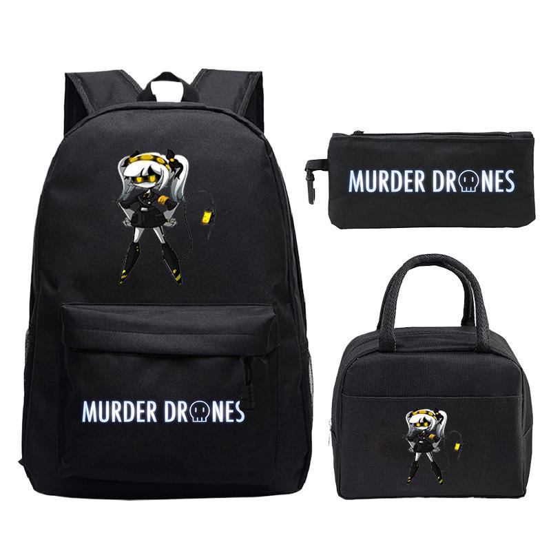 Murder Drones Cartoon Printed Children's Backpack Set Student School Bag Lunch Bag Casual Pencil Bag