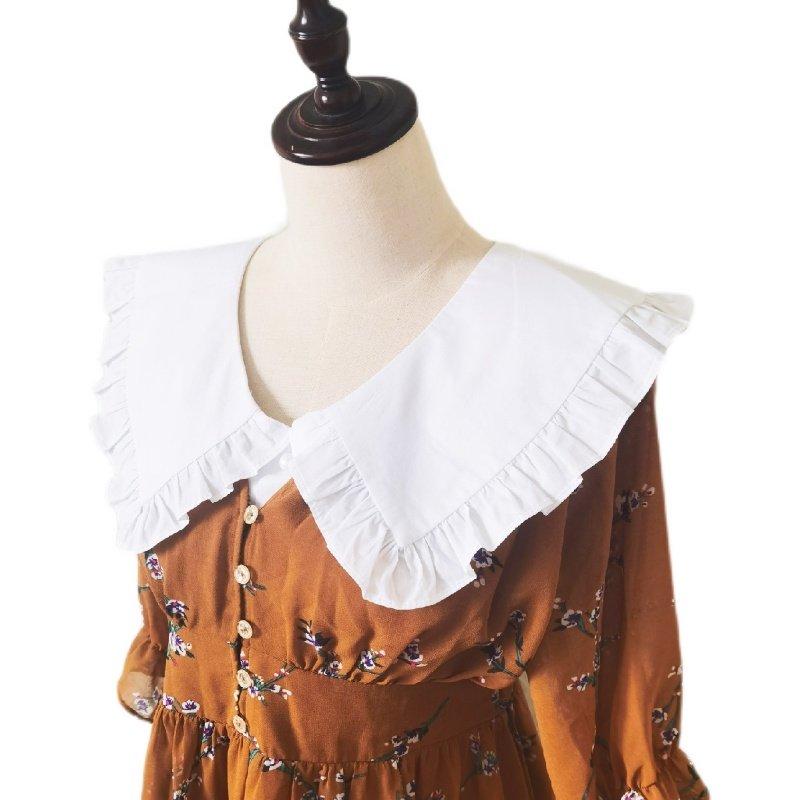 Pure Cotton Large V-neck Fake Collar Pure White Lace Women's Clothing with Doll Collar Retro Style with V-neck Collars