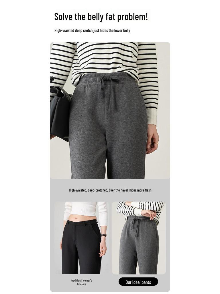 Women's High-Waisted Slimming Gray Cropped Flare Pants - Modal Cotton, Spring/Autumn 2025