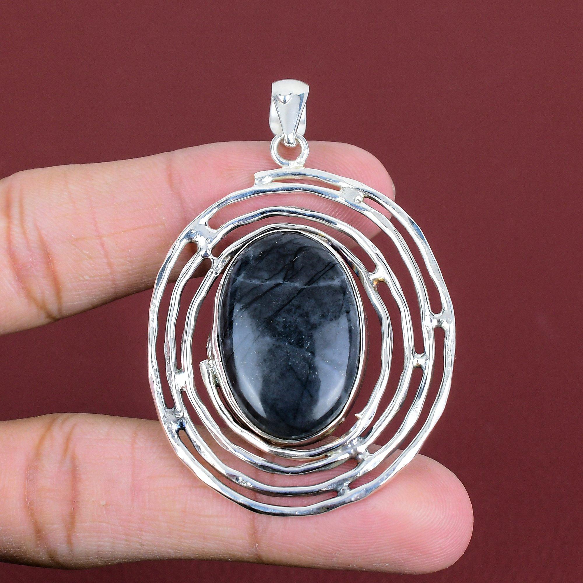 Picasso Jasper Pendant Handmade Gemstone Pendant Antique Jewelry 925 Sterling Silver Pendant Birthstone Pendant Gift For Him Elegant Pendant