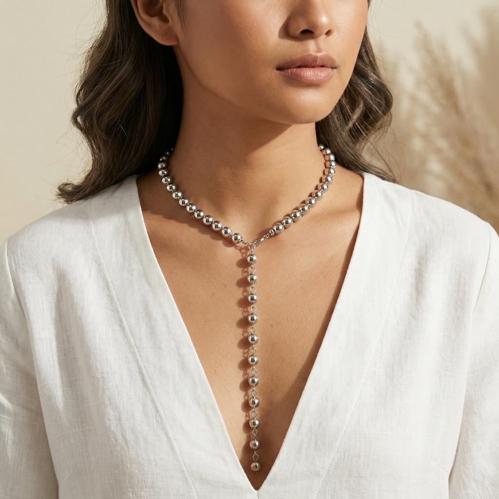 Classic Pearl Y-Shape Lariat Necklace for Women, Elegant Long Tassel Pendant for Bridal Wedding Party Jewelry