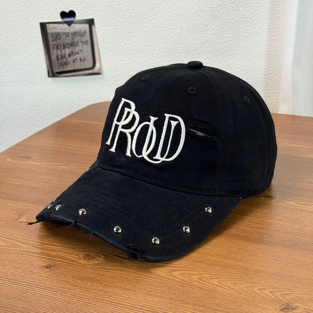 Fashion Hat Sweet Cool Internet celebrity Rivet Embroidery Baseball Cap Sunscreen Summer Embroidery Letters Washed Old Ripped Baseball Hat